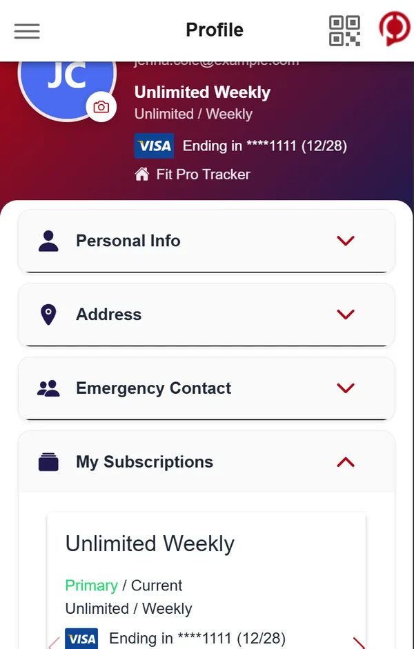 Fit Pro Tracker member app on a phone
